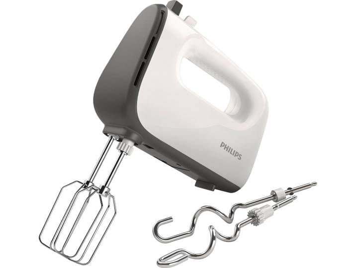 PHILIPS Handmixer HR3741/00 , weiß (weiß, kaschmirgrau), Mixer, 5 Geschwindigkeiten plus Turbo, inkl. Quirle und Knethaken, Handmixer, Topseller