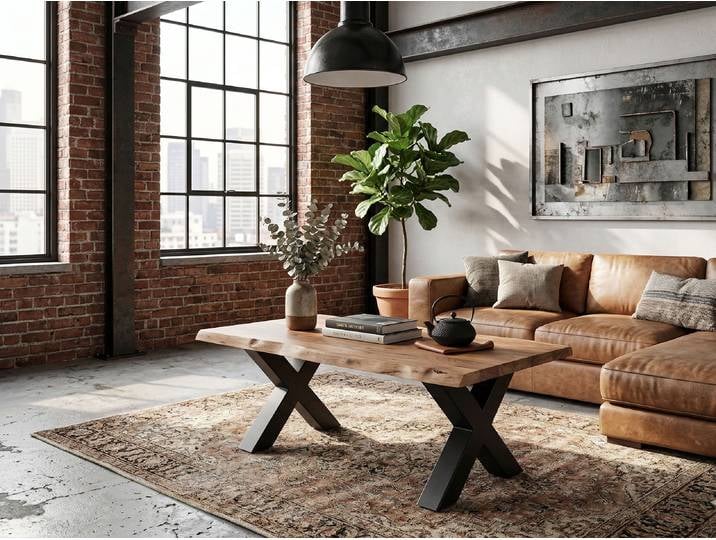 Couchtisch HOME AFFAIRE Manhattan , beige (natur, schwarz matt, natur), H:46cm T:65cm, Tische, Couchtisch