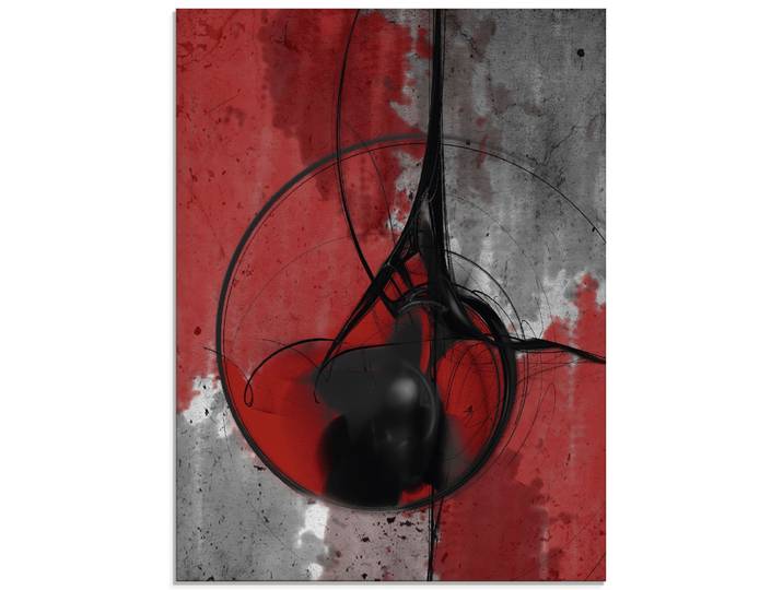 Glasbild ARTLAND Abstrakt in rot und schwarz , rot (farbe bild(er): rot), B:45cm H:60cm, Bilder, Glasbild, in verschiedenen Grössen
