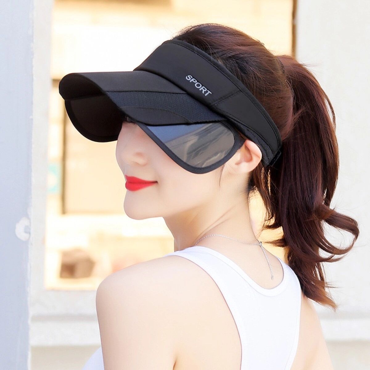 INF Visière de soleil réglable à ouverture supérieure avec visière rétractable - polyester respirant pour sports de plein air