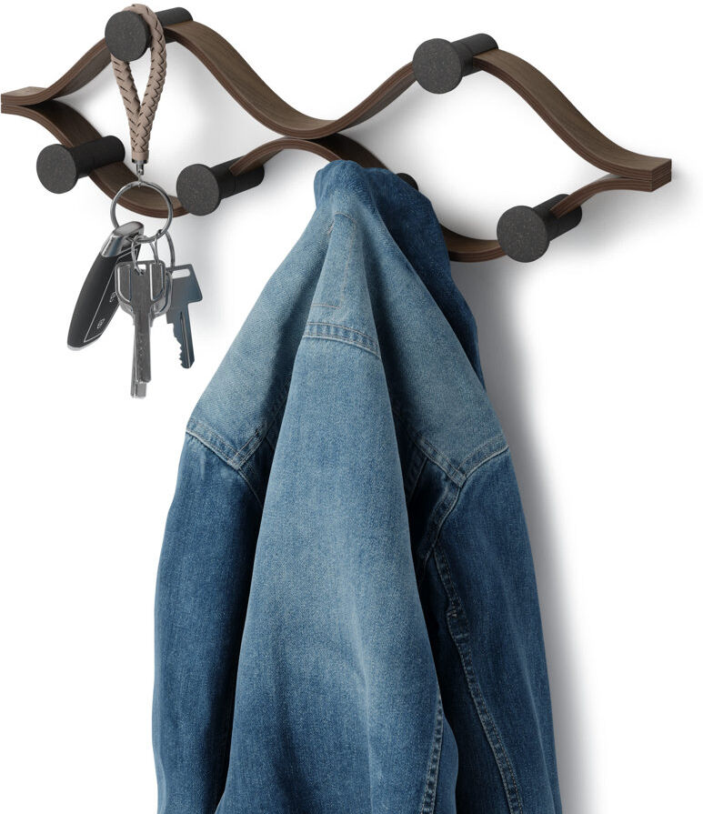 Umbra Montage Wall Mounted Required Coat Rack Black/Brown 13cm H X 43cm W X 6cm D
