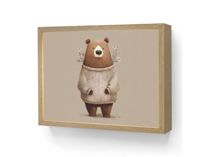 OnlyWow Nachttischlampe MIT Akku Bär - Weiße Blumen - Gemütlich 40x30 cm, Taupe, Rechteckig, LED integrated, 40x30x8 cm, Lampen & Leuchten, Innenbeleuchtung, Nachtlichter