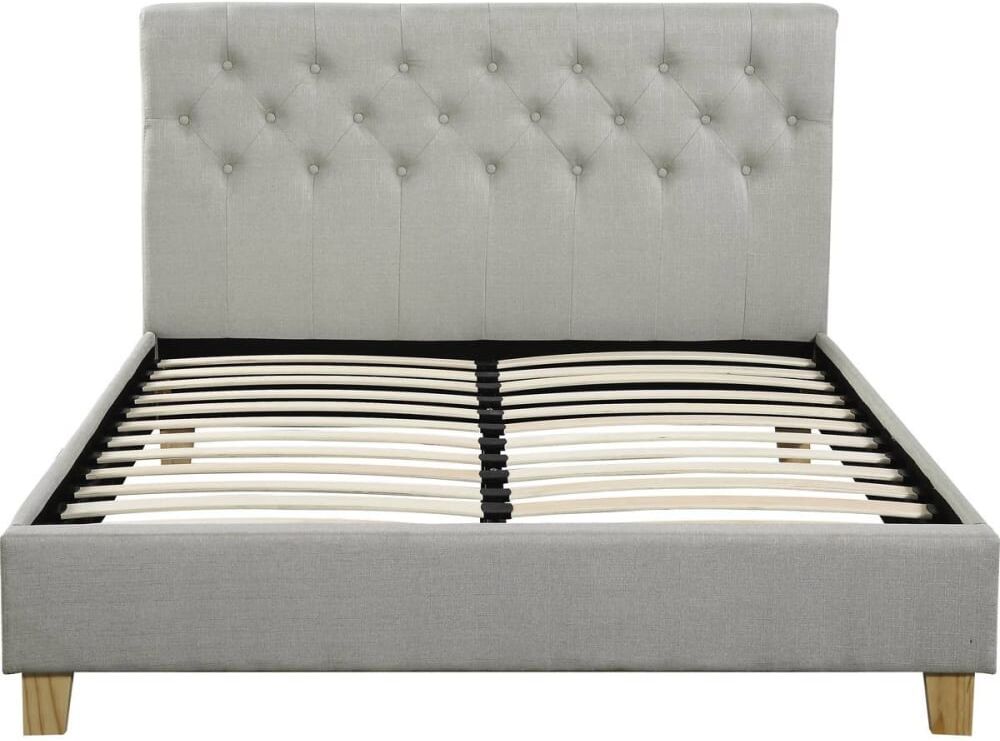 Habitat & Jardin Lit en tissu beige 160 x 200 cm Beige 167x102x219cm