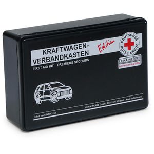 Leina-Werke Verbandskasten Standard, DIN 13164, für Auto, aus Kunststoff, schwarz, DRK-Edition