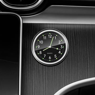 ModernMart Mini Luminous Car Dashboard Clock Stick On Quartz Auto Timer black