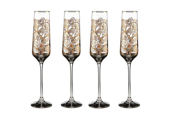 CREAFLOR HOME 4er Set Gustav Klimt Sektglas Der Lebensbaum H. 26cm 200ml Goebel