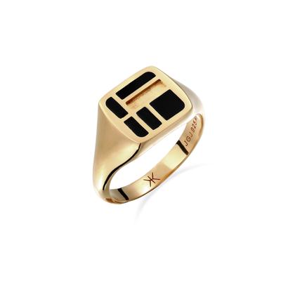 Siegelring KUZZOI "Ring Siegelring 925 Sterling Silber" Gr. 62, gold, Fingerringe, Herren, 62, Silber 925 (Sterlingsilber), Siegelring