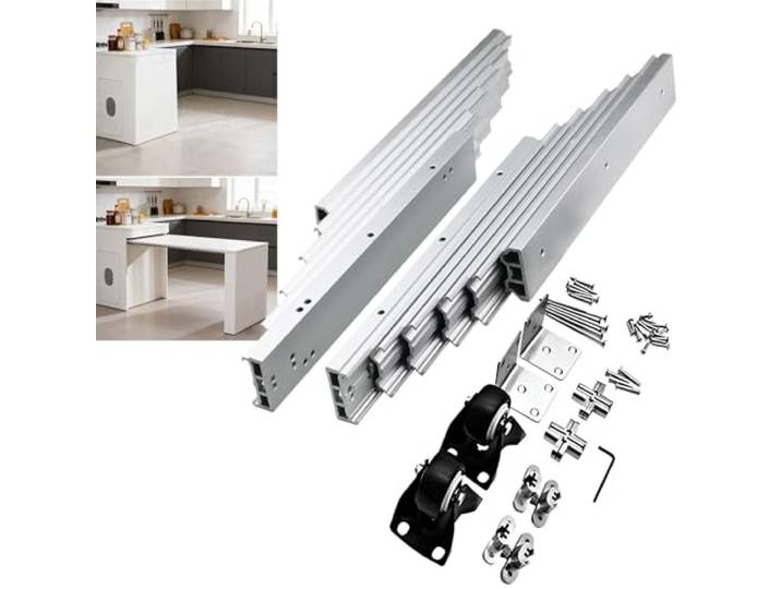 AIZYRLYR Teleskopschiene Für Aluminium-Schranktische, Ausziehschiene Verdeckte, Mehrteilige Teleskopschiene Für Tische Für Schlafzimmer, Arbeitszimmer, Küche Und Arbeitsplatten,1270mm