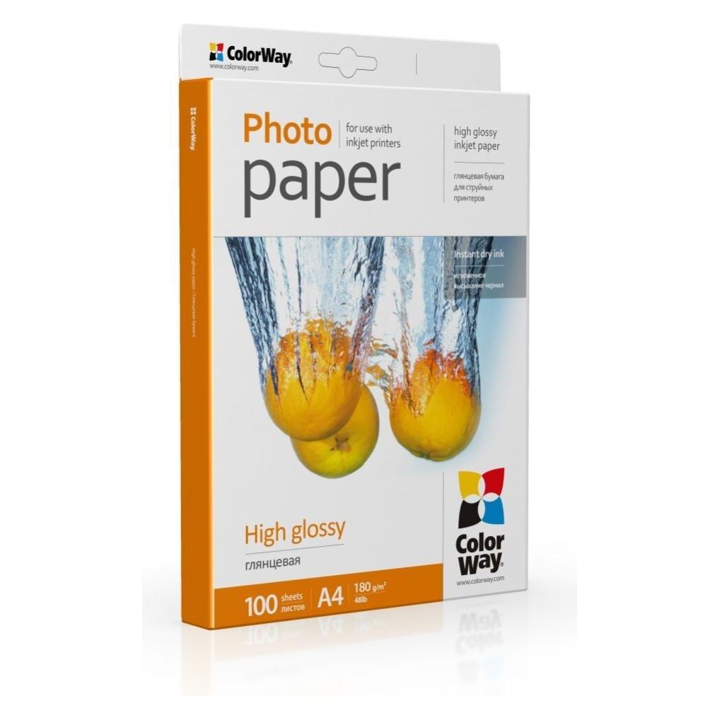 Colorway Office supplies High Glossy Photo Paper, 180g/m, A4, 100pcs. (180 g/m², A4, 100 Stk.) (ColorWay)