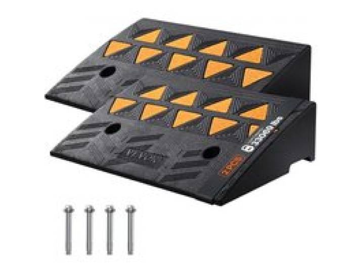 VEVOR 2xSchwellenrampe Vollgummi Türschwellenrampe Max. Tragfähigkeit bis zu 15Tonnen Bordsteinrampe 48,3x33x12,7cm Rollstuhlrampe Auffahrrampe Gummirampe Ideal für unebenen Boden Bordsteinkanten