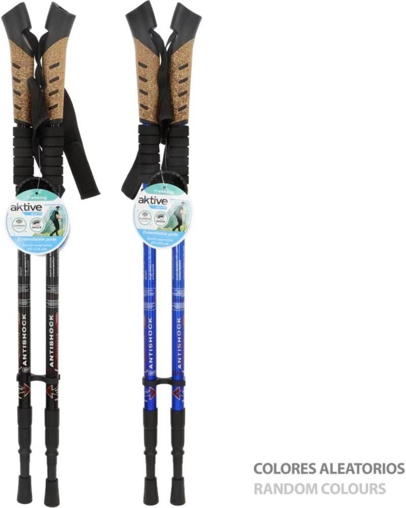 Bastón De Trekking Extensible Aktive Con Sistema Antishock Azul Talla Única Unisex