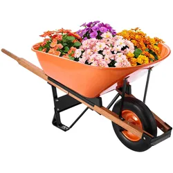 VEVOR Schubkarrenwagen, 6 Kubikfuß Tragkraft und 330 lbs Fassungsvermögen, einrädriger Garten-Schubkarrenwagen mit Metallgriff und 16 Zoll breiten Spurrädern, leicht zu beladender Gartenkarren und Wagen für Rasen und Farm