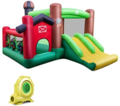 Costway Kids Castle Slide Bouncer 6-in-1 Inflatable Castle with Trampoline and 680W Blower