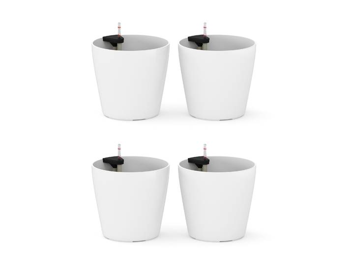 Blumentopf mit Bewässerungssystem 22 cm 4er Set weiss