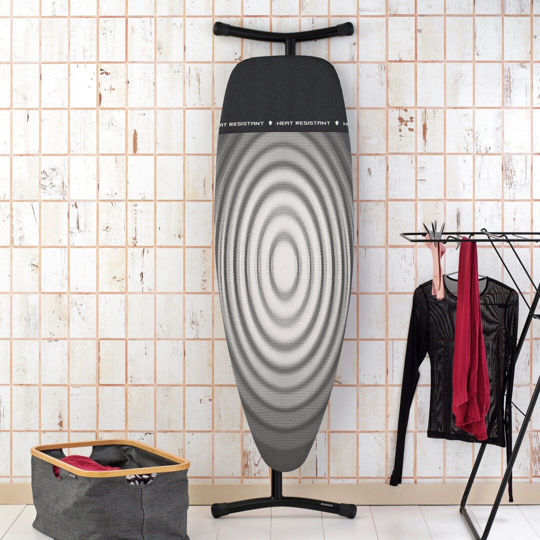 Brabantia Size D Ironing Board With Heat Resistant Parking Zone Black/Grey/White 47cm W X 8.5cm L