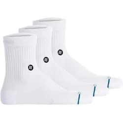STANCE Unisex Quartersocken 3er Pack - Icon Quarter, Logo, Basic, Größe 38-42 in Weiß Weiß