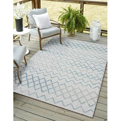 Outdoorteppich "Nebula, LAGERRÄUMUNG", blau (grau,türkis,cream), B:160cm H:6mm L:230cm, Polypropylen, MYFLAIR MÖBEL & ACCESSOIRES, Teppiche, Outdoorteppich, modernes Design, Rauten, Outdoor geeignet, Balkon, Terrasse