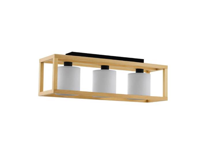 Houten plafondlamp Granados 3-lichts met witte kap Stars of Light - 390098