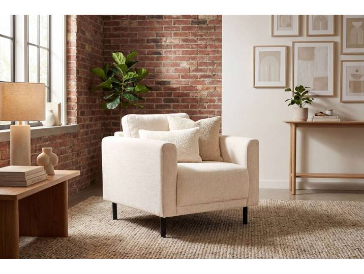 Sessel GOODPRODUCT Sveeva, Breite 78 cm, schwarze Metallfüsse , weiss (creme), B:78cm H:78cm T:85cm, 100% PES, Sessel, Sessel, langlebiger Webstoff, viele Farben zur Auswahl