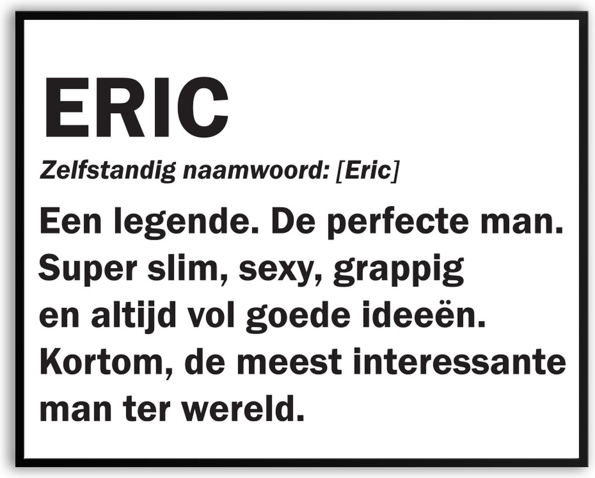 Grappige Eric Woordenboek Poster met Glas en Ophangsysteem, B/D/H: 50 x 70 cm