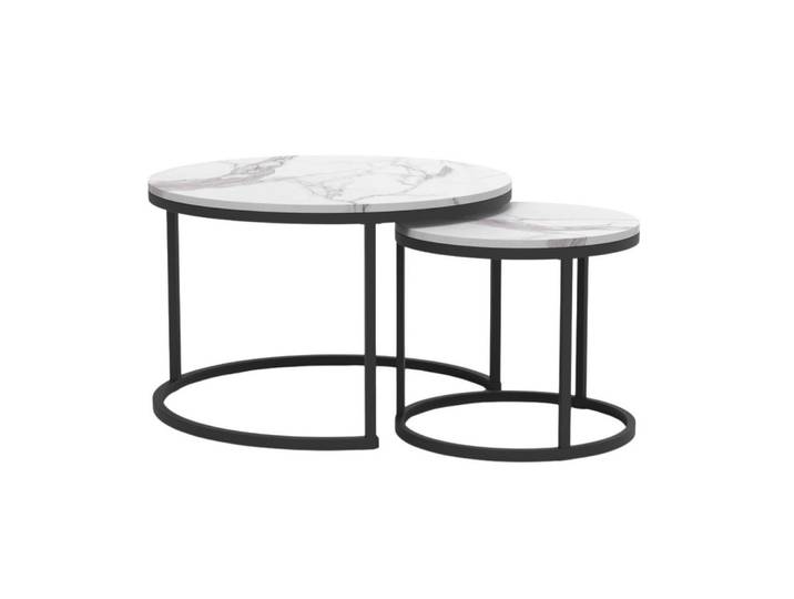 Calicosy Beistelltischen (Set aus 2) 70/70/45,5 cm, Schwarz, Holzwerkstoff, 70x45.5x70 cm, Wohnzimmer, Wohnzimmertische, Couchtische
