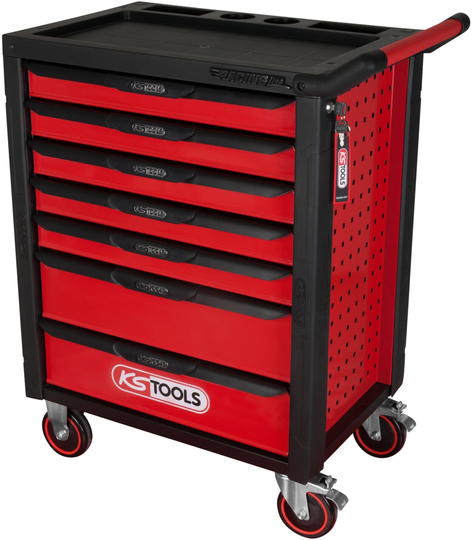 KS Tools RACINGline SCHWARZ/ROT Werkstattwagen mit 7 Schubladen (826.0007)