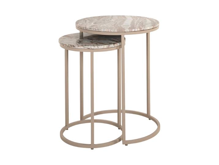 Marmor Design Beistelltisch Set „Fairfax“ (2 Stück) Beige Richmond Interiors