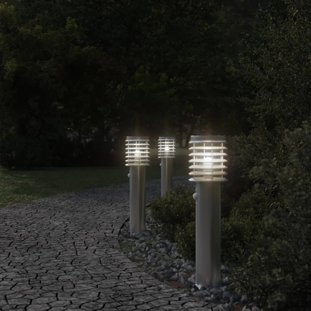 vidaXL Lampadaire d'extérieur avec capteur argenté acier inoxydable