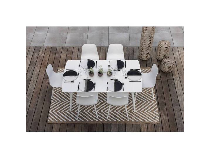 Table de jardin rectangulaire en aluminium blanc Corfou - 6 places - Jardiline