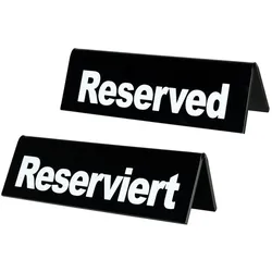 2x Tischaufsteller "Reserviert" aus Acrylglas schwarz 13x3.5x4cm