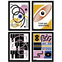 POSTER Set mit 4 abstrakten KubismusAkzeptanz Ästhetische A3 Rahmenlos