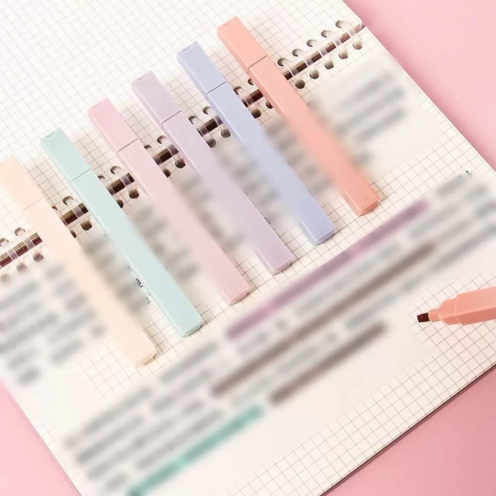 INF 6-Farben Textmarker Set mit weicher Spitze und Augenschutz für Studenten
