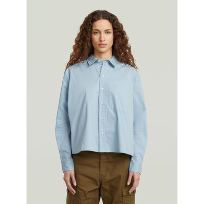 Langarmshirt G-STAR "One Pocket Regular Hemd", Damen, Gr. M, blau (faze blau), Obermaterial: 69% Baumwolle, 31% Polyester, Shirts Langarmshirt