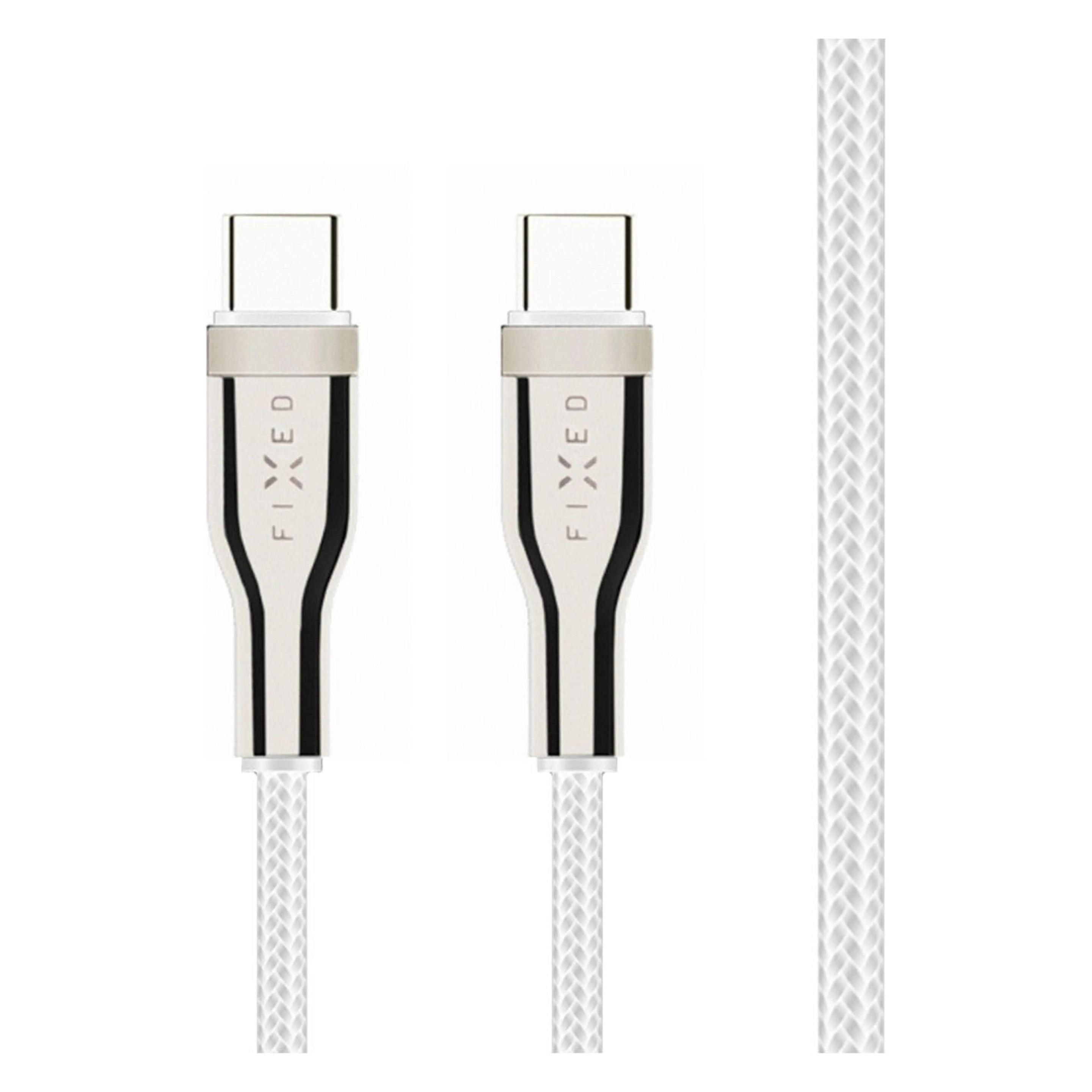 Fixed Braided Cable USB-C/USB-C, 1,2m, 100W, White (1.20 m, USB 2.0, 100 W) (FIXDB-CC12-WH)