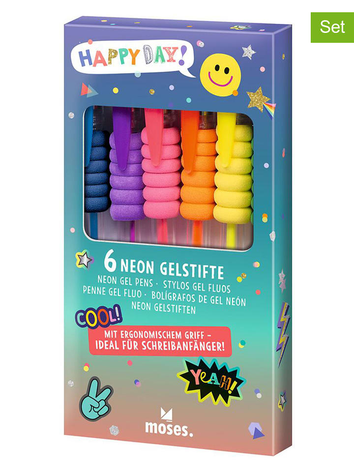 moses. 2er-Set: Gelstifte "Happy Day" in Bunt - 2x 6 Stück - onesize