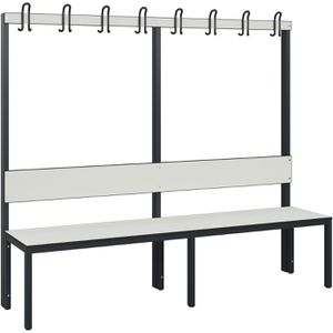 CP-Möbel Umkleidebank 8062-100, Sitzfläche Holz, 200 cm, mit Hakenleiste, grau / anthrazit