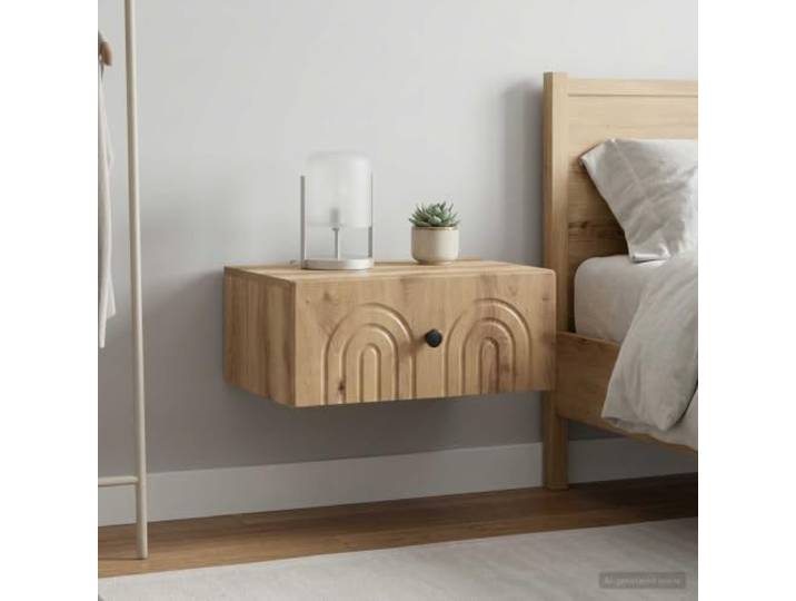 YUTAASU Wandmontierter Nachttisch 2er Set Artisan Eiche Mit Schublade, Holzwerkstoff, für Wohnzimmer und Schlafzimmer, platzsparend