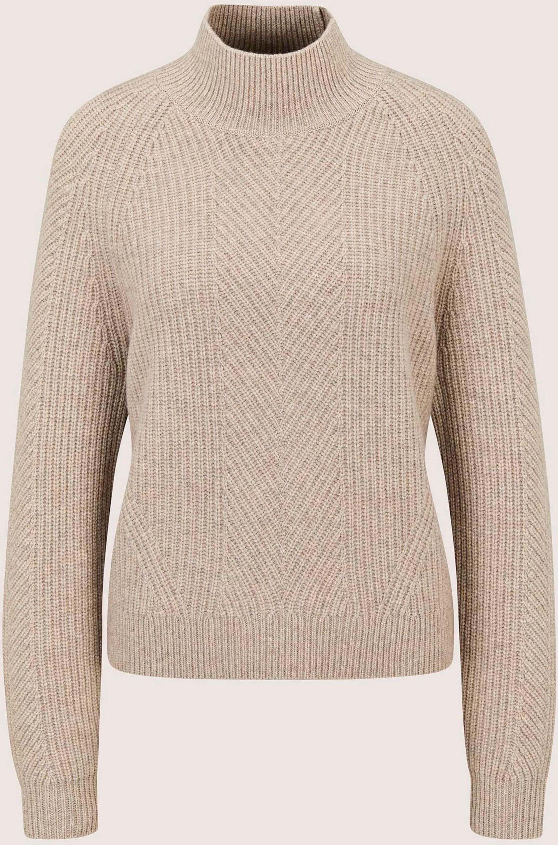 Longpullover MADELEINE "Pullover Weicher Pullover mit Stehkragen", Damen, Gr. 48, cappuccino, melange, Modern, comfort fit, Pullover Longpullover