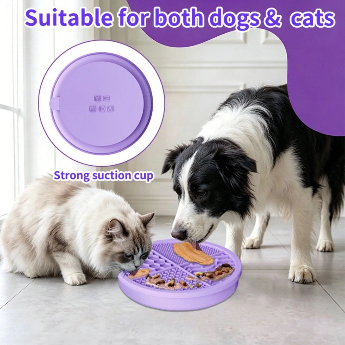 INF Doppellagige Silikon-Futterschale mit Saugnapf und Waben-Anti-Schluck-Design Violett