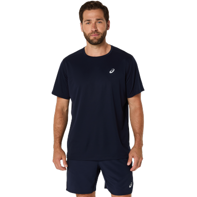 Laufshirt ASICS "ASICS CORE SS TOP", Herren, Gr. L, schwarz (midnight), Obermaterial: 100% Polyester, normal, Rundhals, Shirts Laufshirt, Schnelltrocknend, Reflektierend, Leicht