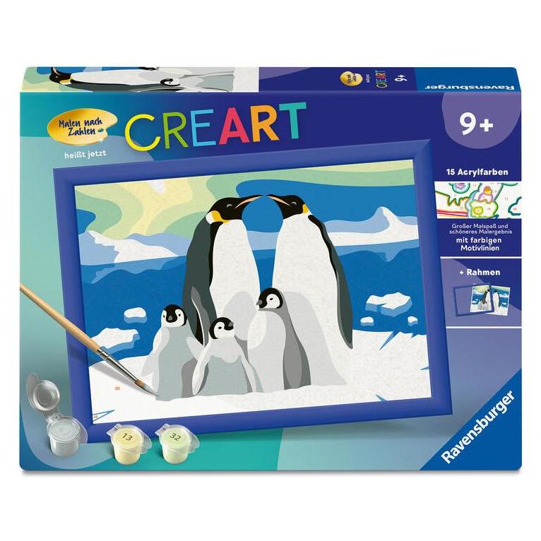 Ravensburger CreArt, Malen nach Zahlen Kinder - Pinguin-Familie (25888)