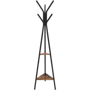 Vasagle Garderobenständer RCR16BX, schwarz, mit 6 Haken, aus Metall, 179 x 49cm