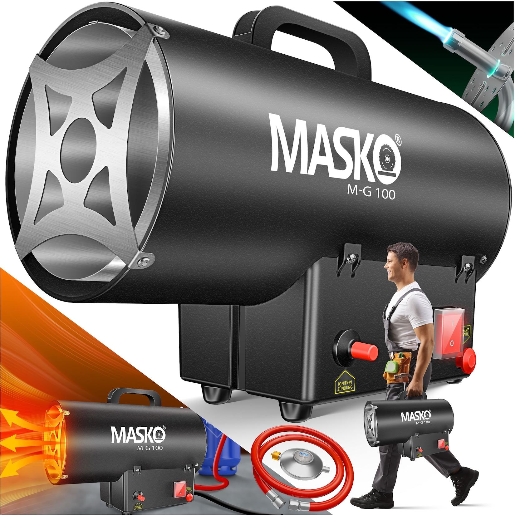 MASKO® Gasheizgebläse Gasheizer Heizkanone Gasheizstrahler Bauheizer Gas Heizgerät heizstrahler Heißluftgenerator inkl. Gasschlauch & Druckminderer Heizgebläse für handelsübliche Gasflaschen