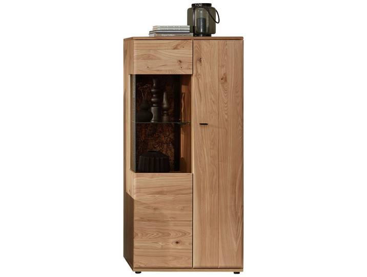 Cantus Vitrine Calmera, Braun, Esche, Eiche Artisan, Holz, Glas, Naturmaterialien, Esche, Kork, massiv, 8 Fächer, 75x163x40 cm, Typenauswahl, Beimöbel erhältlich, Wohnzimmer, Wohnwände, Vitrinenschränke