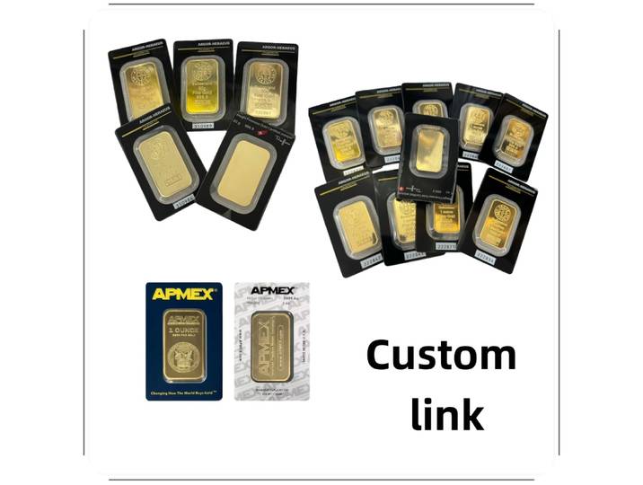Lingot plaqué or personnalisé DIY 5g/20g/1oz/50g/100g pour collection ou cadeau