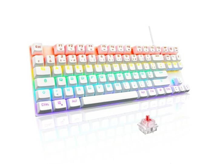 The G-Lab Keyz Mercury TKL mechanisch gamingtoetsenbord, 87 toetsen, bekabeld, USB, AZERTY, Frans, led-achtergrondverlichting, meerkleurig, gaming, compact, zonder cijferblok, PC/PS4/PS5/Xbox nieuw