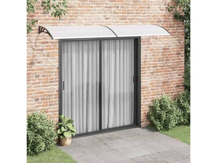 PC Vordach 300x75 cm Schwarz Transparent Polycarbonat Haustür, ABS Bügel, Aluminiumstangen, Witterungsbeständig, Montagezubehör Inklusive