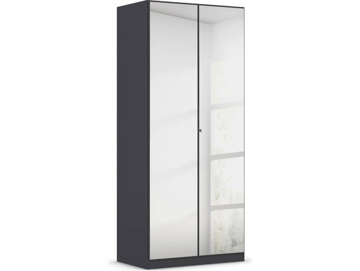 Drehtürenschrank RAUCH Reflect , grau (graumetallic), B:91cm H:210cm T:54cm, Holzwerkstoff, Schränke, Drehtürenschrank, mit Spiegelfront, inkl. praktischer Inneneinteilung