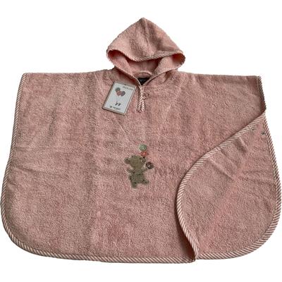 Badeponcho ROSS "KIDSLINE", pink (soft pink), L:70cm, Baumwolle, Hausmäntel, 100 % Baumwolle, Kapuze, Stickerei