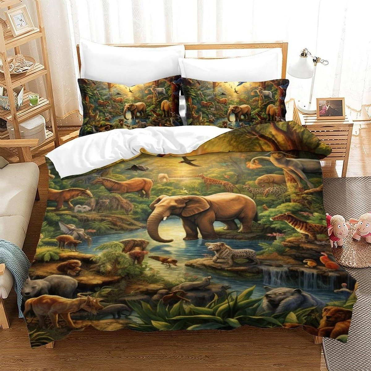 Dekbedovertrek Set met 3D Dierenprint - Stijl 2 - 140 x 200 cm